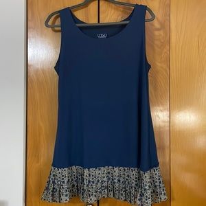 LOGO women’s tank with chiffon-like pleated bottom ruffle - size Large